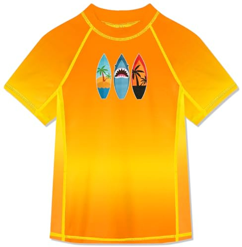 BesserBay UV Protection Kids Rash Vest Boys Fishing Rashguard Lightweight Surfing Swimming Top Gradient Orange 9-10 Years