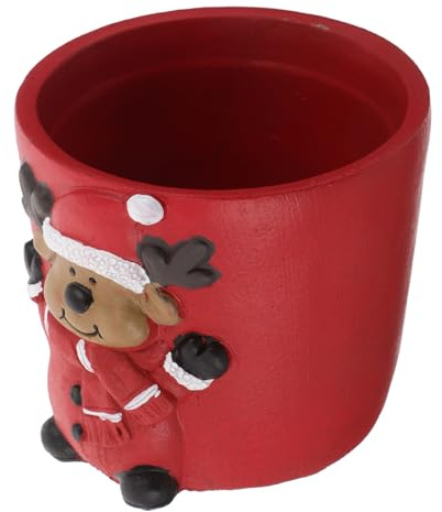 OFFSCH Pots de Fleurs en Céramique pour Plantes Grasses Petit Pot Renne Décorative de Noël Jardinière Festive pour Intérieur pour Succulentes Décoration Hivernale