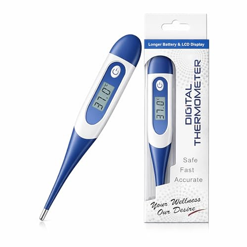 Boulton Digital Thermometer for Adults & Kids - Oral Thermometer Adults Kids Babies with Fast Accurate Readings - Switchable Body Temperature Thermometers Underarm and Rectal Fever Checker