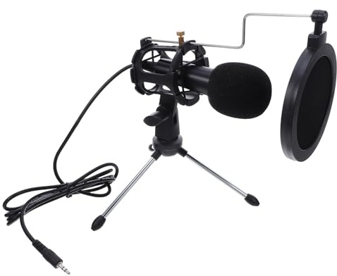 Mikinona Microfono a Condensatore 3,5 Mm per PC da Gioco Filtro Antiurto, Supporto Treppiede Regolabile, Set Microfono per Streaming, Podcast e Registrazione