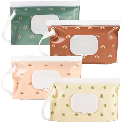 Teouuas Bolsas de Toallitas Húmedas, Bolsas Reutilizables para Toallitas para Bebé, Dispensador de Toallita Húmedas Portátil, para Viaje Casa Carrito Bebé Familia (Estilo 2)
