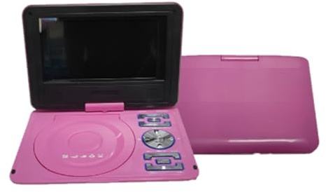 Lettore DVD portatile, Lettore DVD portatile da 7,8 pollici con schermo HD di grandi dimensioni, supporto for giochi e radio FM alta risoluzione(Pink)