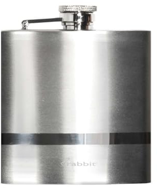 Rabbit Polished 6 Fl. Oz. Stainless Steel Pocket Flask, 18/8 Stainless Steel, Leak-Proof, Portable Hip Flask for Liquor - Discreet Alcohol Flask, Dishwasher Safe