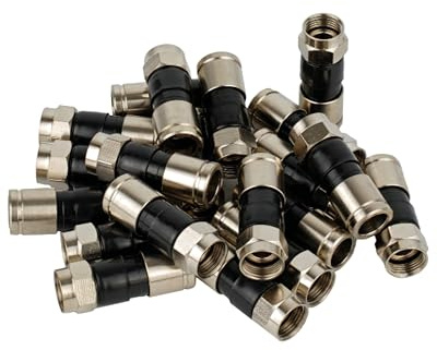 tsnetworks 20 STK. F Stecker für Koaxialkabel 6,8-7,4 mm, Stecker Typ F für Kompressionszange, RG 6 Antennenkabel, Koax Kompressionsstecker Sat-Kabel