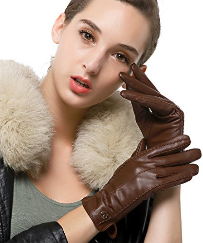 Nappaglo Damen klassische Handschuhe aus echtem Nappaleder Reines Kaschmir-Futter Winter Warm Handschuhe