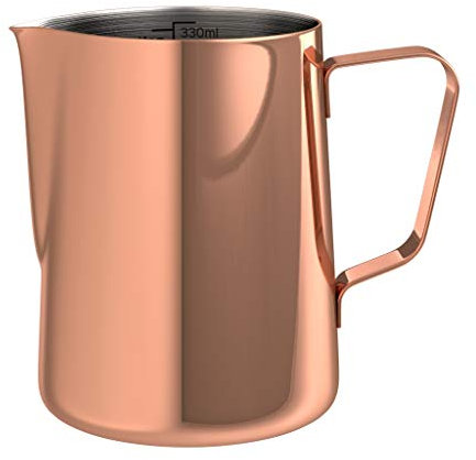 bonVIVO Muvo Lattiera Inox 330 ml – Bricco Latte Art con Scala Graduata, Antiruggine e Antiaderente, Perfetto per Cappuccino, Contenitore Latte e Caffè, Acciaio Professionale