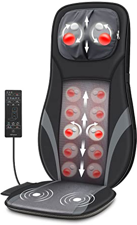 Snailax Shiatsu Back Massager with Heat -Deep Kneading Massage Chair Pad with Adjustable Intensity, Shiatsu Chair Massager to Relax Full Body Muscle，Gift for Mother