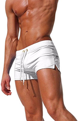 EDOTON Bañador para Hombre, Pantalones Cortos Impermeables Pantalones Cortos de Surf Pantalones de Natación (EU S/Tag M, Blanco)