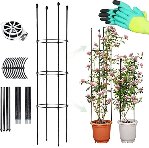 CEASELESLY Obélisque de Jardin,Support de Plantes de Grimpantes,Treillis Fleur Soutien de Arche de Jardin en Forme de Tour pour Roses et Plantes Grimpantes,Convient pour Le Jardin,Le Balcon(150cm)