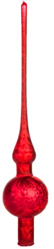 Thüringer Glasdesign Christbaumspitze 28cm | Weihnachtsbaumspitze aus Glas | Spitze Made in Germany (rot Eislack)