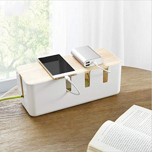 Boîte Cache Câble Prise 30.2 x 12.5 x 11.5cm Boîte à Câbles avec Couvercle en Bois, Boîte de gestion des câbles,Cordon Multiprise Cache Boîte,Organisateur de câbles avec ventilation pour Ordinateur TV