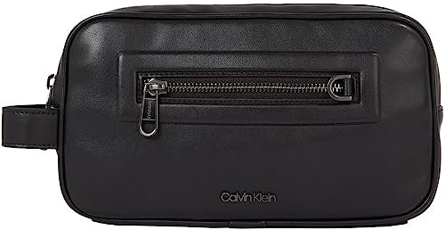 Calvin Klein Herren Kulturbeutel Elevated Slim Kunstleder-Mix, Schwarz (Ck Black), Onesize