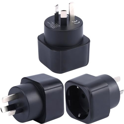Europa zu Australien/Neuseeland Steckeradapter, EU Stecker Typ C/E/F, Passend für AU Steckdose, Europäischer/Deutschland-/Französischer Stecker zu AUS/Neuseeland Reisesteckerkonverter (3 Stück)