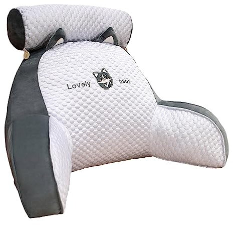 Lambo Rückenlehnenkissen Mit Armlehnen, Bett-Lesekissen Rückenkissen Mit Abnehmbarer Nackenstütze Und Armlehnen Zum Sitzen Im Bett Lesen Fernsehen Spielen