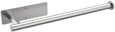 Ibergrif M34055A - Portarotolo da cucina con adesivo, porta rotolo di carta da cucina, senza trapano, in acciaio inox, grigio