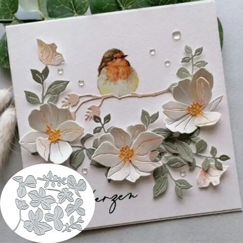 Metall-Stanzformen mit Blumen, Zweigen und Blättern, Frühlingsvogel, Blumenrahmen, Stanzschablonen für Bastelarbeiten, Einladungskarten, Scrapbooking, Alben, dekorative Prägepapier-Stanzformen,
