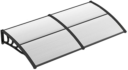 GOPLUS Vordach für Haustür, 102/122/199 × 99 cm Überdachung aus Aluminium & Polycarbonat, 5mm Dicker Haustürdach Pultvordach, Sonnenschutz Regenschutz Wetterschutz für Eingangsbereich