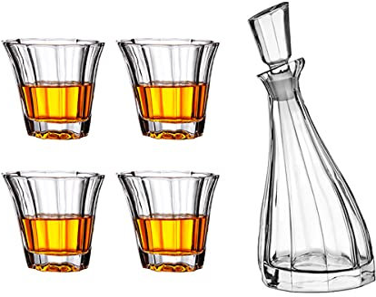 YOtat Set da Whisky per Uomo, Confezione da 2/4/6 Bicchieri da Whisky in Cristallo da 7,44 Once per Bicchieri da Rum Bourbon, Bicchieri da Whisky da Bar, Regalo (4 Tazze)
