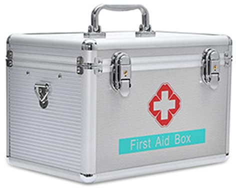 Caja médica de Metal portátil, con Correa para el Hombro, Cerradura de Caja de Primeros Auxilios con Cerradura, Caja de Almacenamiento de Paquetes de Emergencia con asa portátil para el Lugar de tra
