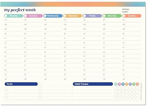 50 Blatt Wochenplaner, A4-Größe, 29,7 x 21 cm, Schreibtischunterlage, Tagesplaner, Aufgabenliste, Gewohnheitstracker, ohne festes Datum, für Familie, Schule, Büro (English)