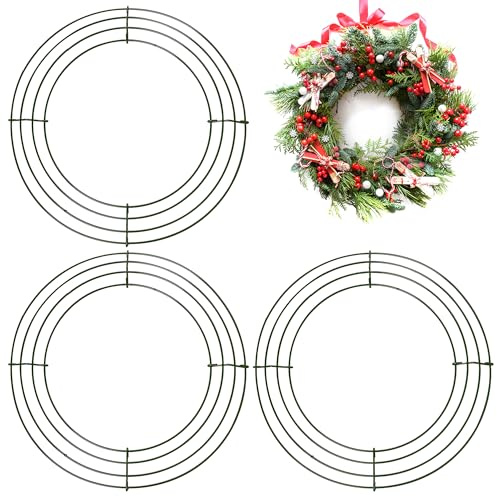 3 Pack Christmas Wire Wreath Ring, 8 inch Metal Wreath Frame, Crafting Wreath Base, Thanksgiving & Halloween Wedding Xmas Wreath Making Supplies
