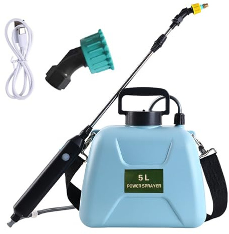 Pulverizador eléctrico para Plantas – Pulverizador de Plantas de jardín de 5 litros | Pulverizador líquido de jardín con, 2 boquillas de pulverización y Correa de Hombro Ajustable para Plantas
