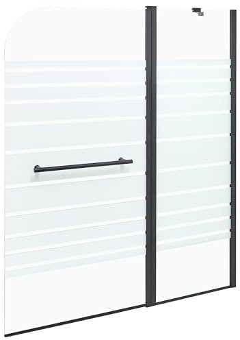 Mampara de baño minimalista con puerta de vidrio templado negro 140 x 120 cm Tuapi