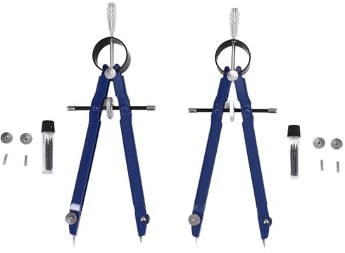 Cpolebev 2Er Pack Abfassung Mit Schloss Mathematik Bogen Zeichnung Metall Mit Rad Geometrie Bogen Teiler Praezision Schueler- Fuer Kunst Schule Buero