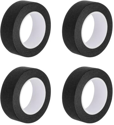 QUARKZMAN 4 Pcs 0.8 Pouce Large 14 Yards Rouleaux de Ruban de Masquage Noir pour Peintres, pour La Maison, Propre, sans coulures, Peinture, Papier Crépon Large