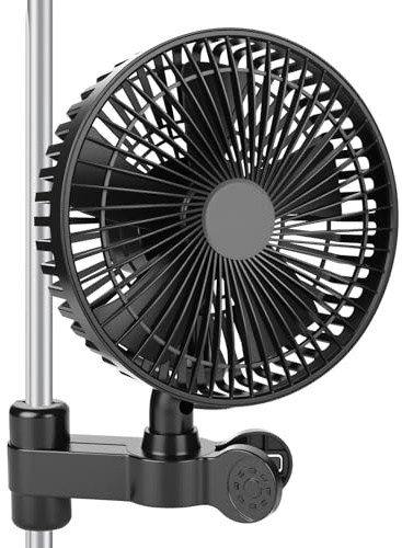 SKUTZTEK Grow Ventilator mit Clip, 4 Geschwindigkeitsstufen, IP-44 Schutzklasse, EC-Motor, Oszillierender Klemmventilator für Growbox/Zelt, 10W Leistung