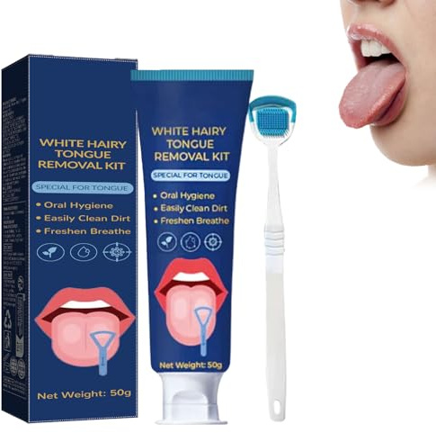 Kit per La Pulizia Della Lingua Con Gel E Spazzolino – Set per Igiene Orale E Alito Fresco – Raschietto per Lingua Con Gel Detergente, Elimina L'alitosi E Mantiene La Salute Orale