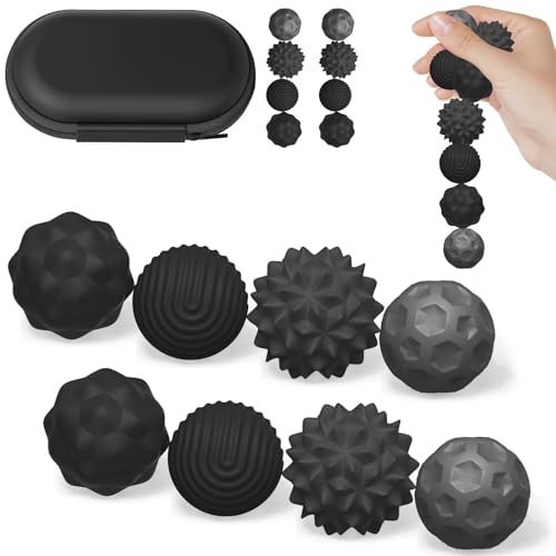 Mailfull 8 Stück Magnetische Fidget Toys Magnetkugeln Stress Spielzeug aus Silikon Magnetische Kugeln Acupressure Balls Schwarz