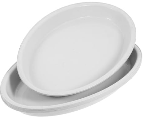 ORFOFE Sottovasi Ovali per Piante Grasse e Bonsai da Interno ed Esterno, Set da 4 Pezzi in Plastica Pp Bianca, Vaschetta Raccogli Gocce Resistente e Decorativa per Vasi da Fiori,