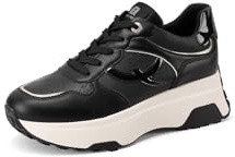 QUEEN HELENA Sneakers Platform Scarpe da Ginnastica Casual Donna X30-21 (X33-25 Nero, Sistema Taglie Calzature EU, Adulto, Donna, Numero, Media, 40)