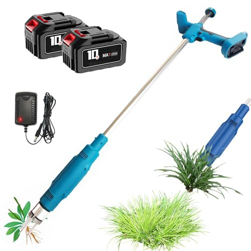 Diserbante Senza Fili, Utensile da Giardino Verticale da 500 W, Diserbante con Testa in Acciaio A Tre Artigli, Diserbante A Batteria da 21 V, Diserbante per Prato da Giardino (2 Batteries)