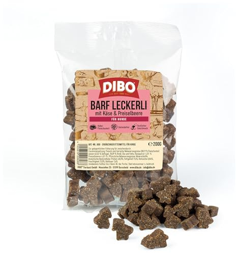 DIBO BARF Leckerli mit Käse & Preiselbeere 200g für Hunde – Gesunde Hundefutter Snacks | Weihnachtliche Leckerlis, Festliche Weihnachts-Snack-Edition | Genuss in der Vorweihnachtszeit und Geschenkidee