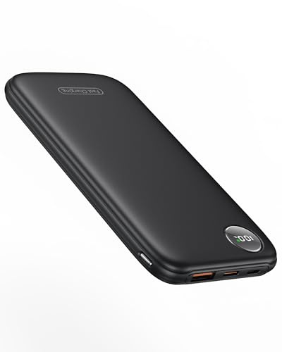 Power Bank, 22.5W 10000mAh Ricarica Rapida Caricatore Portatile iphone, QC 3.0 USB C Powerbank Potente, Batteria Esterna Display LED per iPhone 16 15 14 12 Pro Max Mini Plus Android (Nero)
