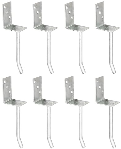 Alberts 8er Set L-Pfostenträger | mit Betonanker aus Rundstahl | feuerverzinkt | Breite 80 mm | Länge des Riffelstahl 200 mm