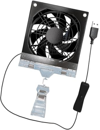Asukohu Ventilador de refrigeración de acuario alimentado por USB de 8 cm con interruptores de clip ajustables y malla para peceras, electrónica, USB, ventilador de refrigeración de acuario
