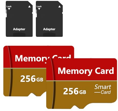 Scheda di Memoria 256 GB Set di 2 Carte, UHS-3 Velocità fino Memory Card con Adattatore SD per Telefono, Videocamera, 4K Fotocamera Pro, Tablet
