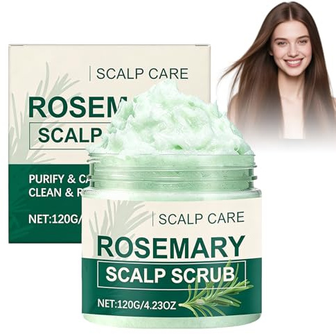 KUIRUNRX® Exfoliante para Cuero Cabelludo, Champú Exfoliante de Romero, Tratamiento Limpiador y Nutritivo para el Cuero Cabelludo, Elimina Residuos y Suciedad, 120 g