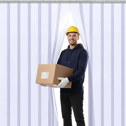 SHANNA PVC Streifenvorhang 7Stk.20x225cm Lamellenvorhang, Transparent Türvorhang, Wetterfest Wärmeschutzvorhang Thermovorhang Kälteschutz für Stallvorhang Kühlhäuser, Lagerhallen und Shops
