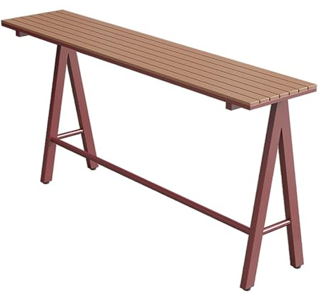 Barbord för Utomhusbruk Rektangulärt Högt Pubbord med Metallram för Trädgård Bakgård Balkong(Red,100x40x105cm)