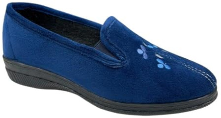 VIRGO FIRENZE Pantofole Donna Chiuse con Elastici Laterali, Ciabatte da Casa in Morbido Velluto con Suola Antiscivolo, Calzature Comode, blu, 37