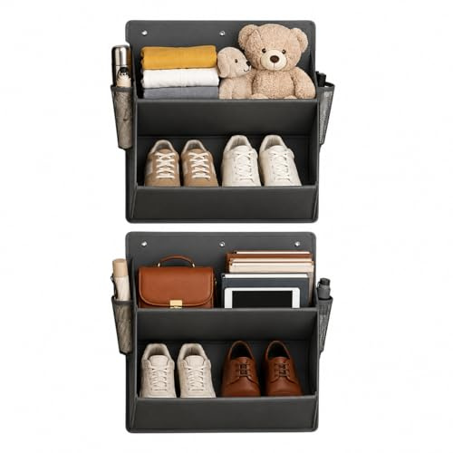 Zntezed 2 Pack Motorhome Shoe Storage, Wall Mounted Over Door Shoe Organiser for RV, Campervan & Caravan, Hanging Shoe Rack with Large Deep Pockets, 600D Oxford Fabric, Stainless Steel Frame, Black