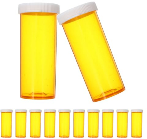 Mikikit 12 Frascos Dispensadores de Pastillas de PP, Color Naranja, Cierre, Portátiles para Viaje y Hogar, Organizador de Medicamentos