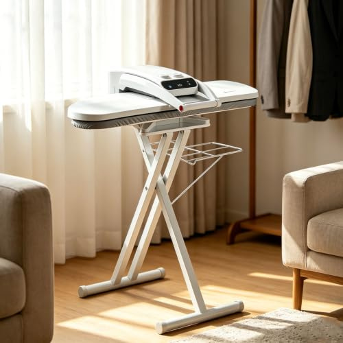 Ångstrykpress för hushållet, 1400W snabbvärmande, kraftig strykpress för lakan, örngott och servetter, justerbar ånga och 5 temperaturlägen, för alla tyger Withstand