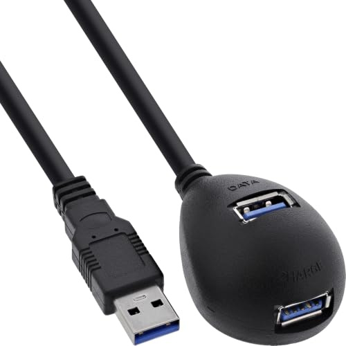 InLine 35653 USB 3.0 Verlängerung, A Stecker / Buchse, schwarz, mit Standfuß, 3m