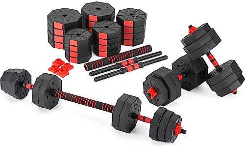 Gymtek Hanteln Set 2in1 Kurzhanteln und Langhantel, Hanteln Verstellbar, Gewicht Krafttraining Zuhause, Kurzhanteln 2er Set und Langhantelstange, Gewichte Hantel, Home Gym, Sport