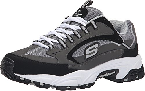 Skechers Sport Men's Stamina Nuovo Cutback Lace-Up Sneaker,Charcoal/Black,11 2E US